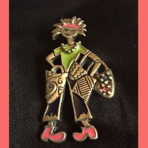 ROBERT SHIELDS 80’s VINTAGE BOHO STERLING PIN BROOCH PENDANT - ENAMEL